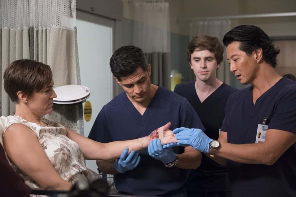 THE GOOD DOCTOR - "Tough Titmouse" - Shaun (Freddie Highmore) recalls his own past to help an intellectually disabled teenager face separation from his mother, while Claire (Antonia Thomas) is put between an injured teenage rock climber and her worried parents. Meanwhile, Glassman's (Richard Schiff) post-op hallucinations force him to confront a personal tragedy on "The Good Doctor," MONDAY, OCT. 15 (10:00-11:00 p.m. EDT), on The ABC Television Network. (ABC/Bettina Strauss) THE GOOD DOCTOR - "Tough Titmouse" - Shaun (Freddie Highmore) recalls his own past to help an intellectually disabled teenager face separation from his mother, while Claire (Antonia Thomas) is put between an injured teenage rock climber and her worried parents. Meanwhile, Glassman's (Richard Schiff) post-op hallucinations force him to confront a personal tragedy on "The Good Doctor," MONDAY, OCT. 15 (10:00-11:00 p.m. EDT), on The ABC Television Network. (ABC/Bettina Strauss)