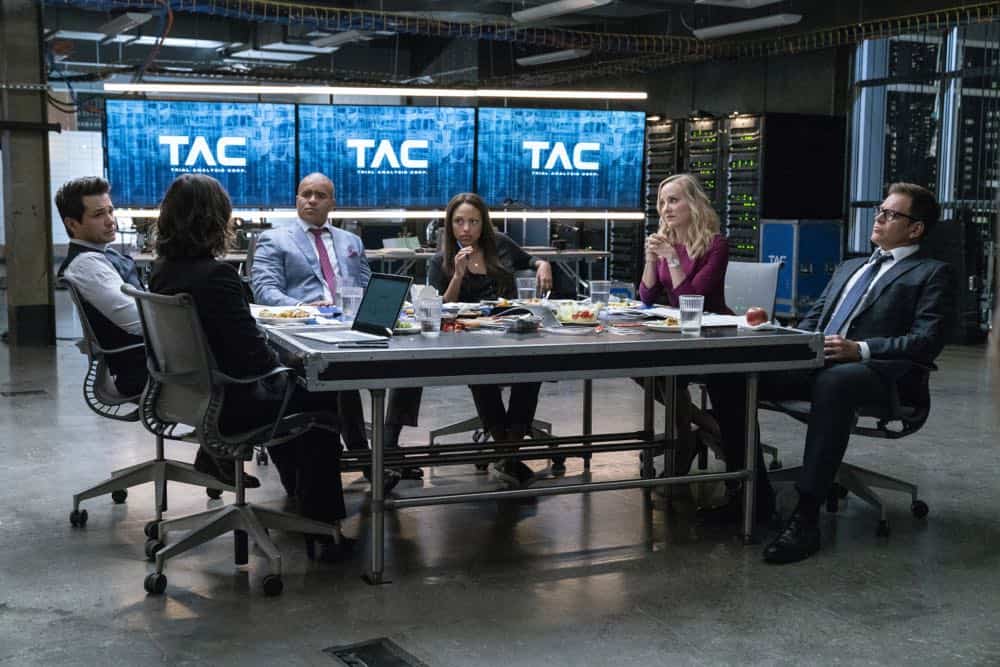 "Justice for Cable" - Bull and the TAC team work on their most personal case to date when they assist Cable's mother in bringing a civil suit against the CEO of the global bank that helped finance the terrorists responsible for the bridge collapse that killed Cable. Also, Marissa enlists her former Homeland Security co-worker and international banking cyber-investigator, Taylor Rentzel, to help with the suit, on BULL, Monday, Oct. 15 (10:00-11:00 PM, ET/PT) on the CBS Television Network. Pictured L-R: Freddy Rodriguez as Benny ColÃÂón, Mackenzie Meehan as Taylor Rentzel, Chris Jackson as Chunk Palmer, Jaime Lee Kirchner as Danny James, Geneva Carr as Marissa Morgan, and Michael Weatherly as Dr. Jason Bull Photo: David Giesbrecht/CBS ÃÂé2018 CBS Broadcasting, Inc. All Rights Reserved