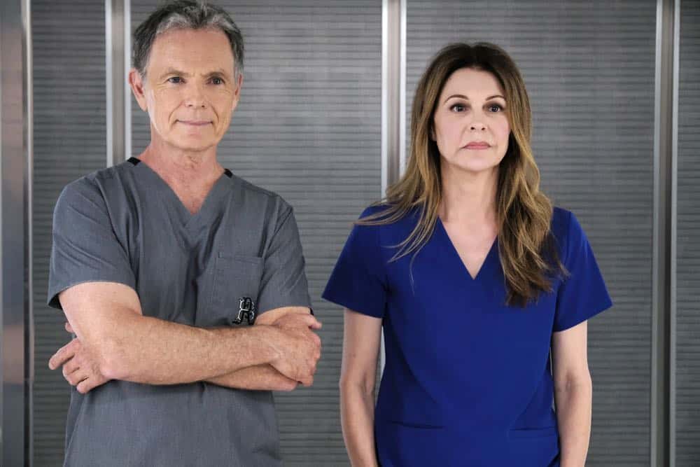 THE RESIDENT: L-R: Bruce Greenwood and Jane Leeves in the "About Time" episode of THE RESIDENT airing Monday, Oct. 15 (8:00-9:00 PM ET/PT) on FOX. ©2018 Fox Broadcasting Co. Cr: Guy D'AlemaFOX.