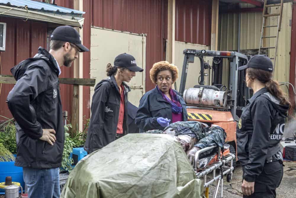 "Legacy" -- After a petty officer is found murdered under a shrimping boat, the NCIS investigation uncovers a conspiracy in the tight-knit local fishing community. Also, Lasalle awaits the final results of the tax fraud investigation into his familyÃÂs company, on NCIS: NEW ORLEANS, Tuesday, Oct. 16 (10:00-11:00 PM, ET/PT) on the CBS Television Network. Pictured L-R: Rob Kerkovich as Forensic Scientist Sebastian Lund, Necar Zadegan as Special Agent Hannah Khoury, CCH Pounder as Dr. Loretta Wade, and Vanessa Ferlito as FBI Special Agent Tammy Gregorio Photo: Skip Bolen/CBS é2018 CBS Broadcasting, Inc. All Rights Reserved