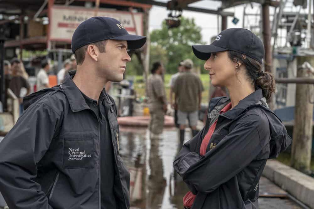 "Legacy" -- After a petty officer is found murdered under a shrimping boat, the NCIS investigation uncovers a conspiracy in the tight-knit local fishing community. Also, Lasalle awaits the final results of the tax fraud investigation into his familyÃÂs company, on NCIS: NEW ORLEANS, Tuesday, Oct. 16 (10:00-11:00 PM, ET/PT) on the CBS Television Network. Pictured L-R: Lucas Black as Special Agent Christopher LaSalle and Necar Zadegan as Special Agent Hannah Khoury Photo: Skip Bolen/CBS é2018 CBS Broadcasting, Inc. All Rights Reserved