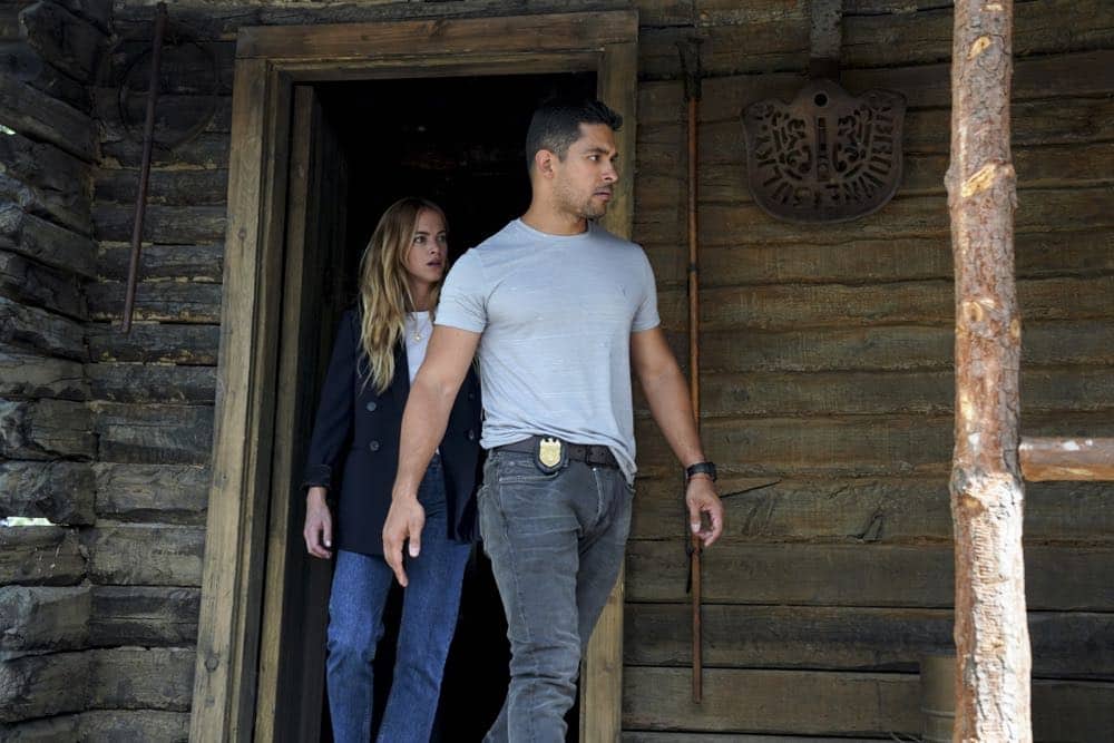 ÃÂThird WheelààGibbsàquiet vacation at his remote cabin is interrupted by a surprise visit from Tobias Fornell (Joe Spano) and Navy Captain Phillip Brooks (Don Lake), as well as a call from NCIS asking for his help locating a robber hiding in the woods near him, on NCIS, Tuesday, Oct. 16 (8:00-9:00 PM, ET/PT) on the CBS Television Network. Pictured: Emily Wickersham, Wilmer Valderrama. Photo: Sonja Flemming/CBS é2018 CBS Broadcasting, Inc. All Rights Reserved ÃÂThird WheelààGibbsàquiet vacation at his remote cabin is interrupted by a surprise visit from Tobias Fornell (Joe Spano) and Navy Captain Phillip Brooks (Don Lake), as well as a call from NCIS asking for his help locating a robber hiding in the woods near him, on NCIS, Tuesday, Oct. 16 (8:00-9:00 PM, ET/PT) on the CBS Television Network. Pictured: Emily Wickersham, Wilmer Valderrama. Photo: Sonja Flemming/CBS é2018 CBS Broadcasting, Inc. All Rights Reserved