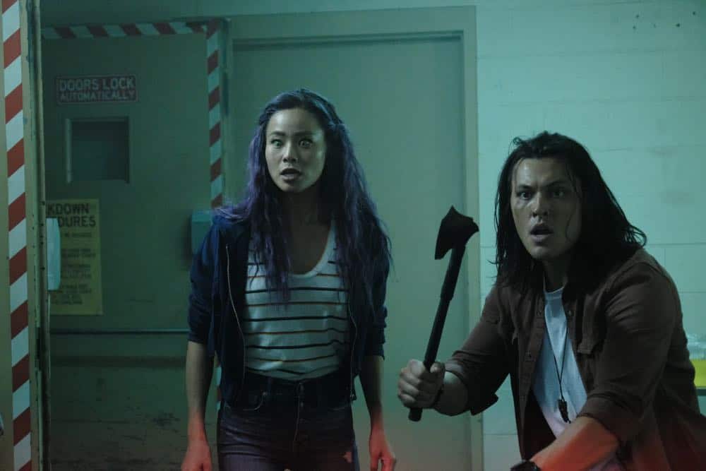 THE GIFTED: L-R: Jamie Chung and Blair Redford in the "outMatched" episode of THE GIFTED airing Tuesday, Oct. 16 (8:00-9:00 PM ET/PT) on FOX. ©2018 Fox Broadcasting Co. Cr: Guy D'Alema/FOX.