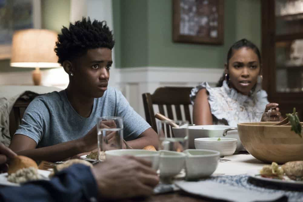Black Lightning -- "The Book Of Consequences: Chapter Two: Black Jesus Blues" -- Image BLK202a_0123b.jpg -- Pictured (L-R): Myles Truitt as Issa and Nafessa Williams as Anissa -- Photo: Annette Brown/The CW -- é 2018 The CW Network, LLC. All rights reserved