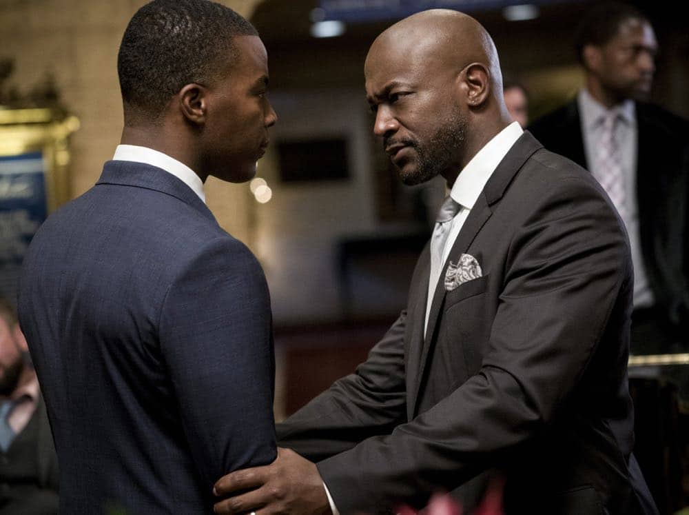 All American -- "99 Problems"-- Image Number: ALA102c_0196b.jpg -- Pictured (L-R): Daniel Ezra as Spencer and Taye Diggs as Billy -- Photo: Jesse Giddings/The CW -- é 2018 The CW Network, LLC. All Rights Reserved