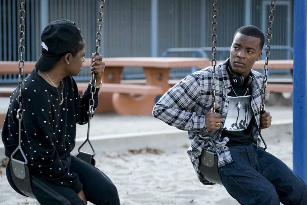 All American -- "99 Problems"-- Image Number: ALA102a_0018b.jpg -- Pictured (L-R): Bre - Z as Coop and Daniel Ezra as Spencer -- Photo: Jesse Giddings/The CW -- é 2018 The CW Network, LLC. All Rights Reserved