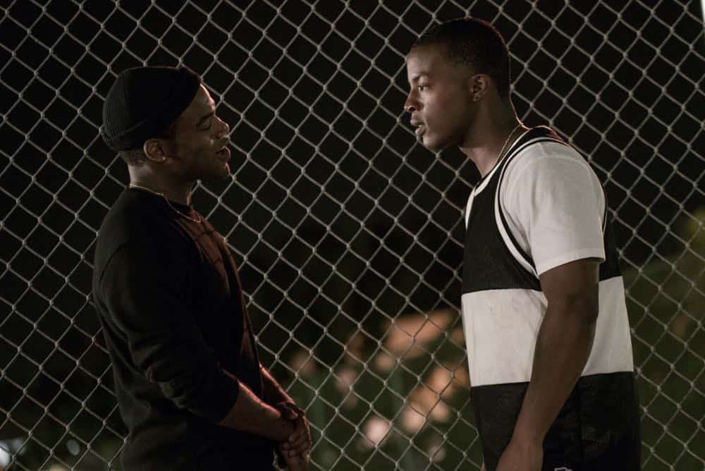 All American -- "99 Problems"-- Image Number: ALA102a_0241b.jpg -- Pictured (L-R): Jay Reeves as Shawn and Daniel Ezra as Spencer -- Photo: Jesse Giddings/The CW -- é 2018 The CW Network, LLC. All Rights Reserved