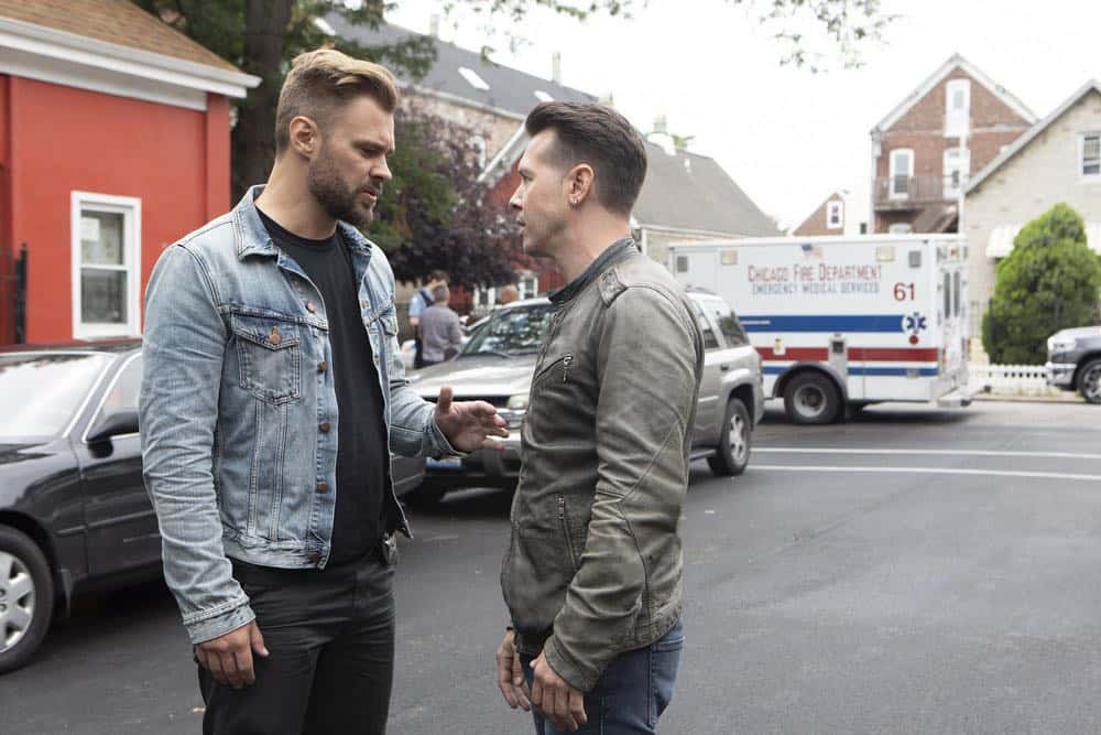CHICAGO P.D. -- "Ride Along" Episode 604 -- Pictured: (l-r) Patrick John Flueger as Adam Ruzek, Jon Seda as Antonio Dawson -- (Photo by: Adrian Burrows/NBC)