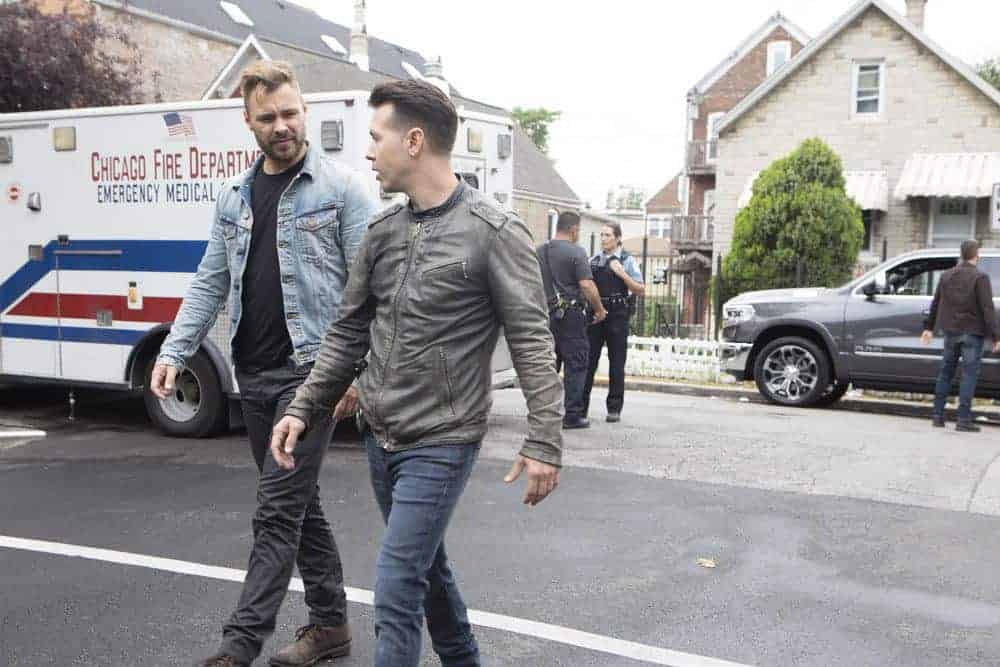 CHICAGO P.D. -- "Ride Along" Episode 604 -- Pictured: (l-r) Patrick John Flueger as Adam Ruzek, Jon Seda as Antonio Dawson -- (Photo by: Adrian Burrows/NBC)