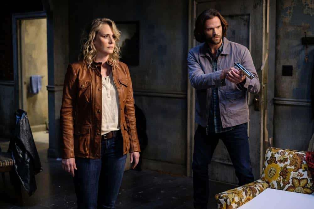 Supernatural -- "Gods and Monsters" -- Image Number: SN1402B_0081Ab.jpg -- Pictured (L-R): Samantha Smith as Mary Winchester and Jared Padalecki as Sam -- Photo: Robert Falconer/The CW -- é 2018 The CW Network, LLC All Rights Reserved Supernatural -- "Gods and Monsters" -- Image Number: SN1402B_0081Ab.jpg -- Pictured (L-R): Samantha Smith as Mary Winchester and Jared Padalecki as Sam -- Photo: Robert Falconer/The CW -- é 2018 The CW Network, LLC All Rights Reserved