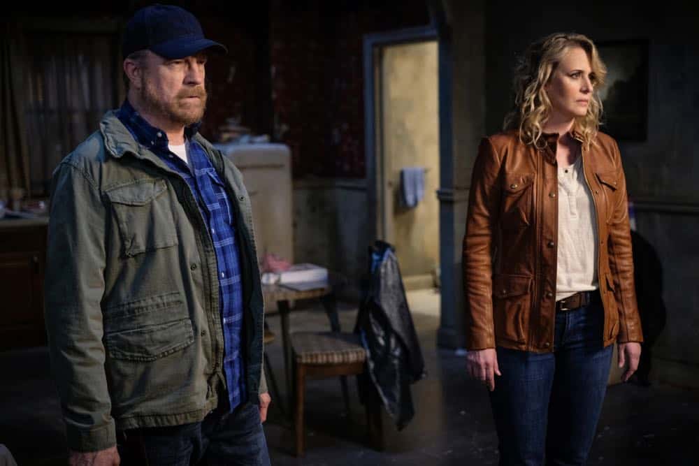 Supernatural -- "Gods and Monsters" -- Image Number: SN1402B_0088Ab.jpg -- Pictured (L-R): Jim Beaver as Bobby Singer and Samantha Smith as Mary Winchester -- Photo: Robert Falconer/The CW -- é 2018 The CW Network, LLC All Rights Reserved Supernatural -- "Gods and Monsters" -- Image Number: SN1402B_0088Ab.jpg -- Pictured (L-R): Jim Beaver as Bobby Singer and Samantha Smith as Mary Winchester -- Photo: Robert Falconer/The CW -- é 2018 The CW Network, LLC All Rights Reserved