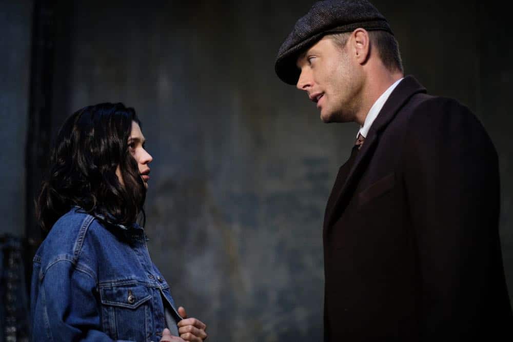 Supernatural -- "Gods and Monsters" -- Image Number: SN1402B_0316Ab.jpg -- Pictured: Meganne Young as Lydia Crawford and Jensen Ackles as Dean/Michael -- Photo: Robert Falconer/The CW -- é 2018 The CW Network, LLC All Rights Reserved