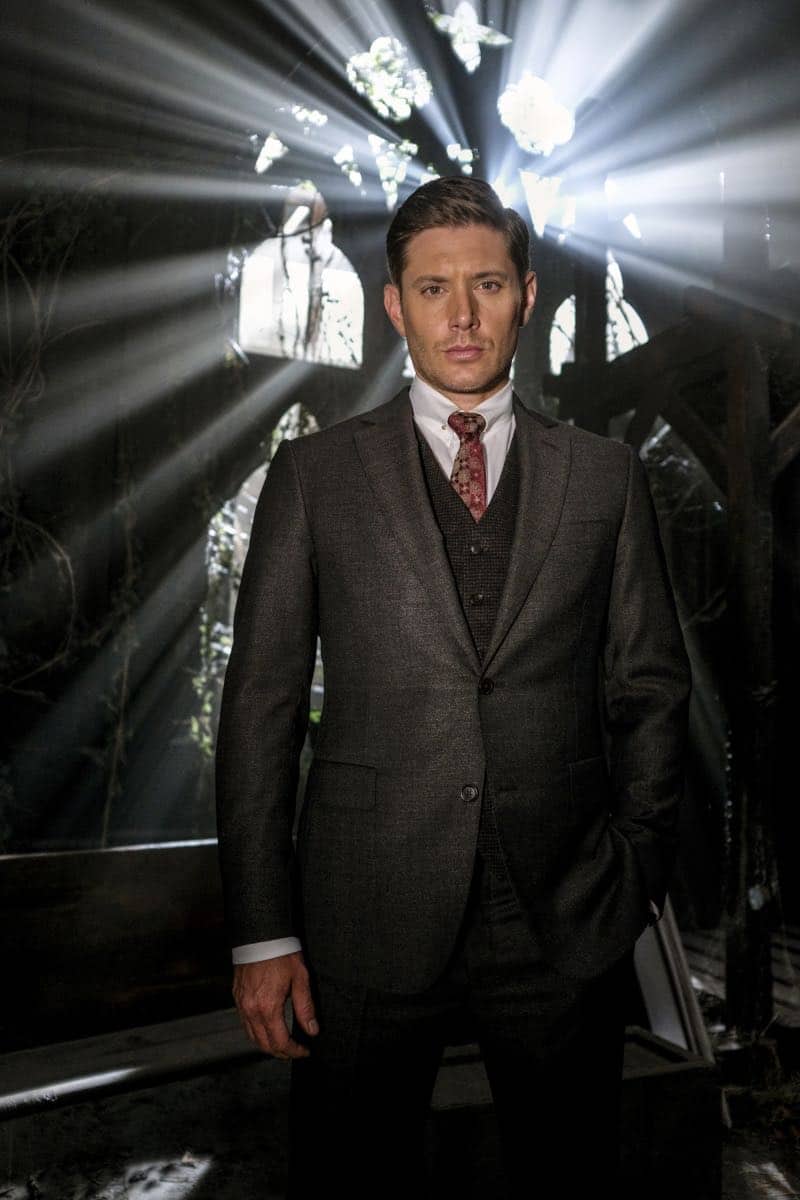 Supernatural -- "Gods and Monsters" -- Image Number: SN1402A_BTS_0475b.jpg -- Pictured: Behind the scenes with Jensen Ackles as Dean/Michael -- Photo: Robert Falconer/The CW -- é 2018 The CW Network, LLC All Rights Reserved