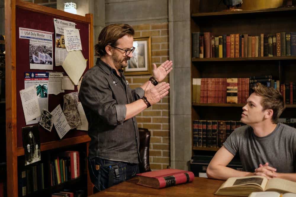 Supernatural -- "Gods and Monsters" -- Image Number: SN1402A_BTS_0338b.jpg -- Pictured (L-R): Behind the scenes with director Richard Speight, Jr. and Alexander Calvert as Jack -- Photo: Robert Falconer/The CW -- é 2018 The CW Network, LLC All Rights Reserved