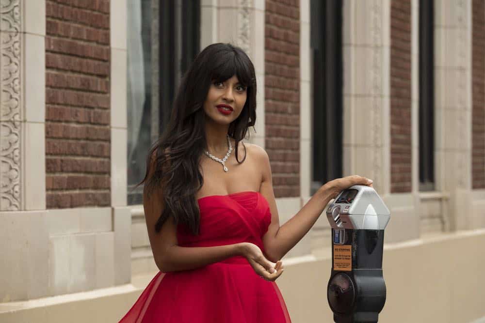 THE GOOD PLACE -- "Jeremy Bearimy" Episode 305 -- Pictured: Jameela Jamil as Tahani -- (Photo by: Colleen Hayes/NBC) THE GOOD PLACE -- "Jeremy Bearimy" Episode 305 -- Pictured: Jameela Jamil as Tahani -- (Photo by: Colleen Hayes/NBC)