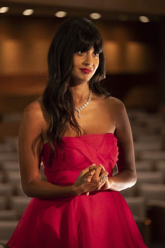 THE GOOD PLACE -- "Jeremy Bearimy" Episode 305 -- Pictured: Jameela Jamil as Tahani -- (Photo by: Colleen Hayes/NBC)