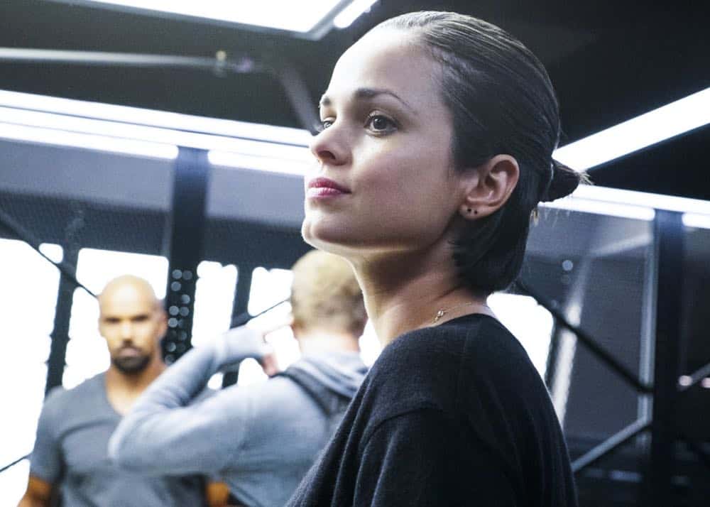 "Saving Face" -- Hondo suspects ulterior motive when the estranged U.S. Marshal husband (Michael Trucco) of his romantic interest, Deputy District Attorney Nia Wells (Nikiva Dionne), requests the S.W.A.T. team's help with the apprehension of a fugitive robbing drug cargo shipments. Also, Jessica is forced to implement departmental budget cuts as Street makes a heartbreaking discovery about his mother Karen (Sherilyn Fenn) on, on S.W.A.T., Thursday, Oct. 18 (10:00-11:00 PM, ET/PT) on the CBS Television Network. Pictured: Lina Esco as Christina "Chris" Alonso. Photo: Bill Inoshita/CBS é2018 CBS Broadcasting, Inc. All Rights Reserved