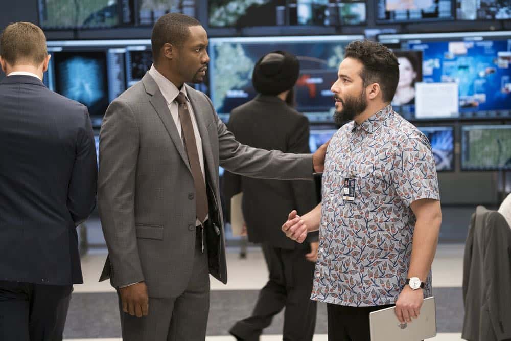 BLINDSPOT -- "My Art Project" Episode 402 -- Pictured: (l-r) Rob Brown as Edgar Reade, Ennis Esmer as Rich Dotcom -- (Photo by: Scott Gries/NBC/Warner Bros.) BLINDSPOT -- "My Art Project" Episode 402 -- Pictured: (l-r) Rob Brown as Edgar Reade, Ennis Esmer as Rich Dotcom -- (Photo by: Scott Gries/NBC/Warner Bros.)