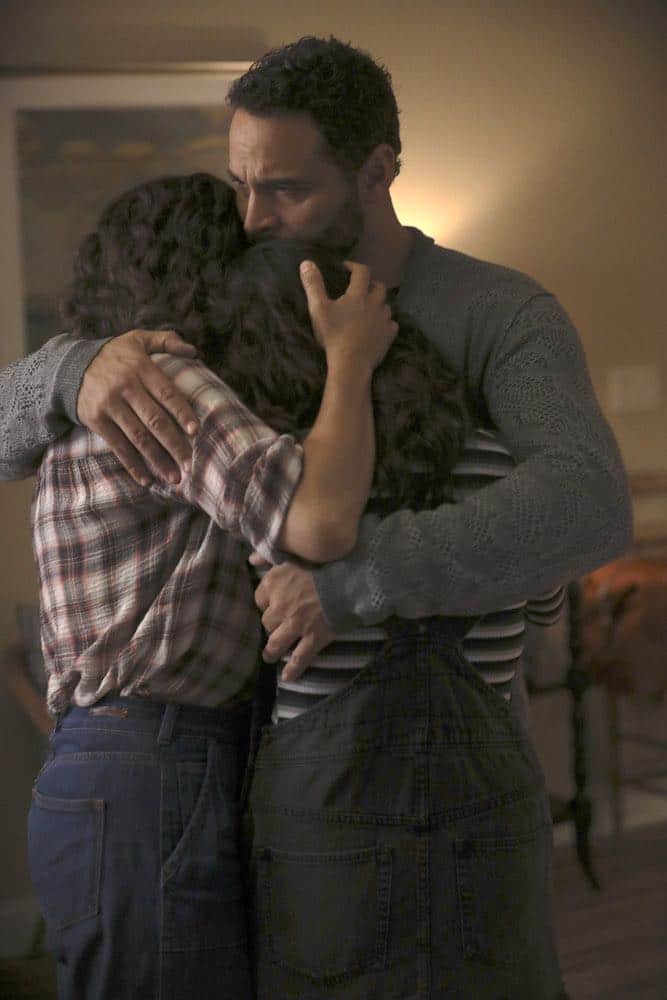 MANIFEST -- "Connecting Flights" Episode 105 -- Pictured: (l-r) Luna Blaise as Olive Stone, Daniel Sunjata as Danny -- (Photo by: Craig Blankenhorn/NBC/Warner Brothers)