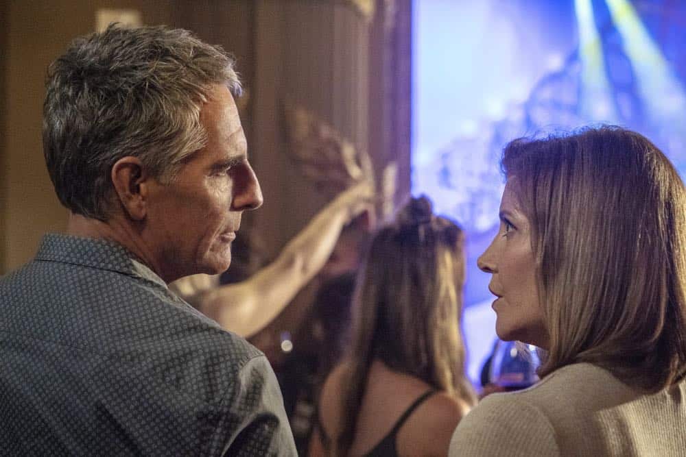 "In the Blood" - Pride's father, Cassius Pride (Stacy Keach), is wrapped up in an NCIS case involving a notorious unsolved casino heist from several years ago. Also, Pride meets a family member he never knew existed, on the milestone 100th episode of NCIS: NEW ORLEANS, Tuesday, Oct. 23 (10:00-11:00 PM, ET/PT) on the CBS Television Network. Pictured L-R: Scott Bakula as Special Agent Dwayne Pride and Melinda McGraw as Gina Powell Photo: Skip Bolen/CBS é2018 CBS Broadcasting, Inc. All Rights Reserved