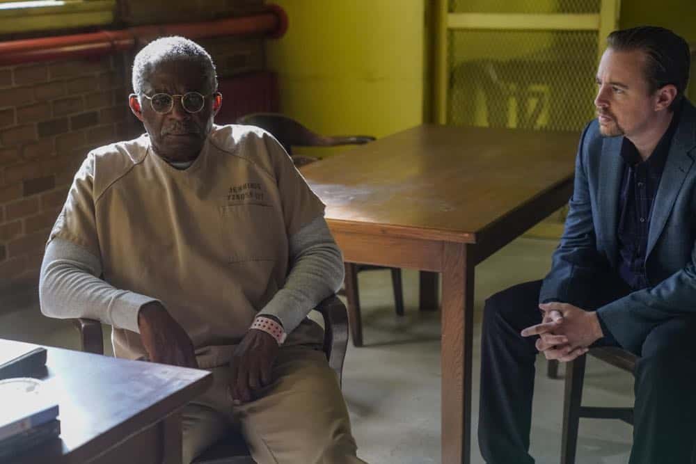 "Fragments" After a 50-year-old tape recording left by a murder victim is found, the NCIS team tries to exonerate Ray Jennings (Charlie Robinson), the Marine serving a life sentence for the crime, on NCIS, Tuesday, Oct. 23 (8:00-9:00 PM, ET/PT) on the CBS Television Network. Pictured: Charlie Robinson, Sean Murray. Photo: Cliff Lipson/CBS ÃÂé2018 CBS Broadcasting, Inc. All Rights Reserved